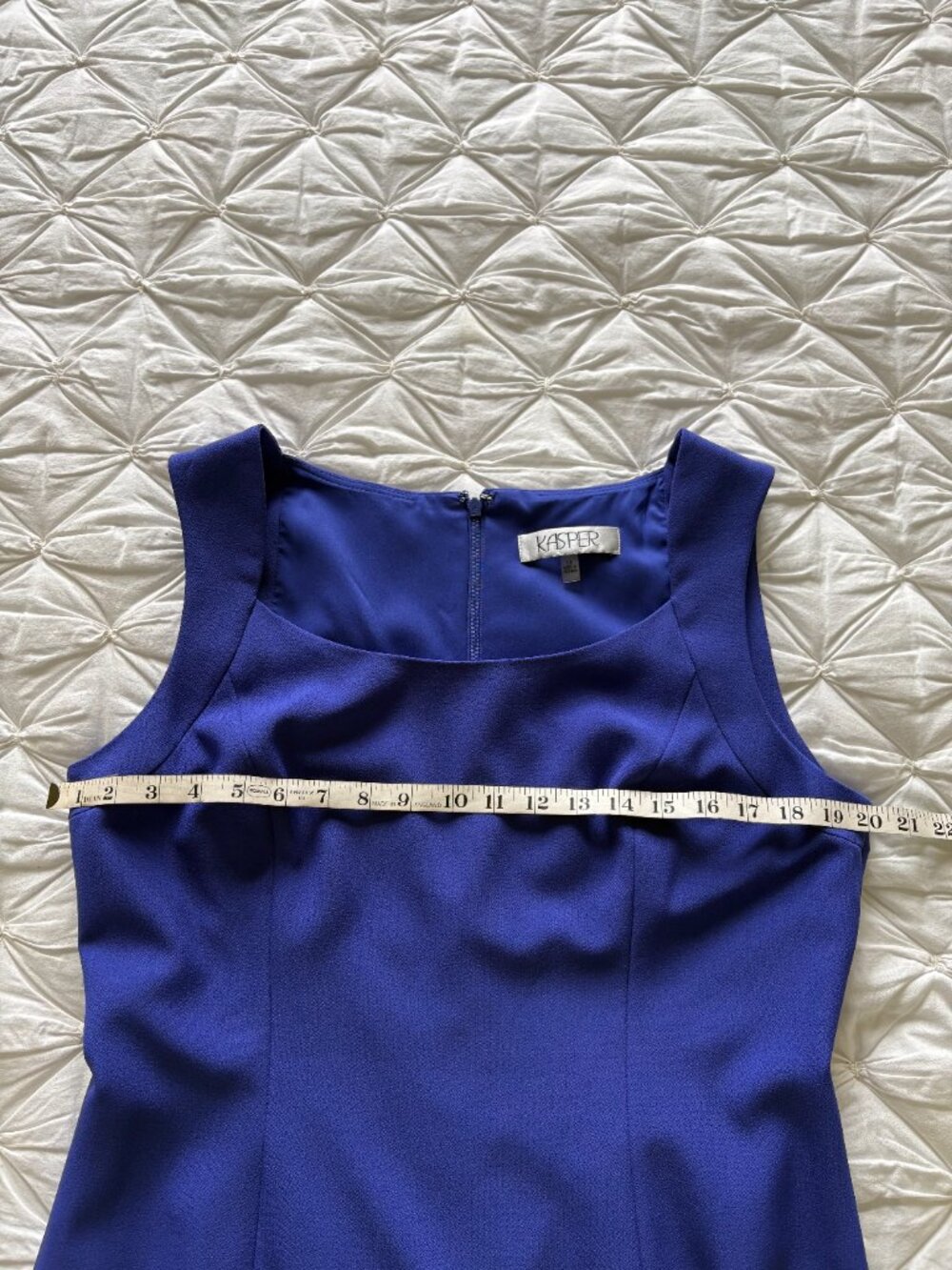 Kasper Royal Blue Crepe Stretch Sheath Dress - Size 12 - Picture 6 of 8